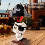 Mesiondy Pirate Skull Building Set – 1,176 PCS Captain Model with Hat, Eye Patch & Dual Swords – 11.8 Inch Home Decor Display for Collectors - Image 6