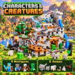 MESIONDY 2688PCS Mechanical Mountain Cave Building Block Set ¨C 4 Minifigures, 6 Animals, Minecart Track & Hidden Interactive Features - Image 4