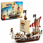 Mesiondy One Piece Going Merry Pirate Ship Building Set ¨C 1,376 PCS Adventure Vessel with Crew Figures ¨C 13.8 Inch Display for Collectors