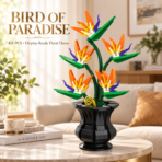 Mesiondy Bird of Paradise Building Set ¨C 451 PCS Botanical Flower Model with Black Vase ¨C 10.8 Inch Home Decor - Image 3