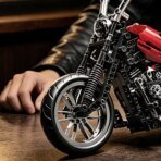 Mesiondy Chopper Motorcycle Building Set – 650 PCS Red Cruiser Bike with Exposed Gears – 13.4 Inch Mechanical Model for Adult Collectors - Image 10