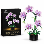 Mesiondy Phalaenopsis Orchid Building Set ¨C 619 PCS Botanical Flower Model with Black Pot ¨C 12.6 Inch Home Decor