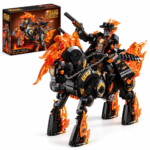 Mesiondy Ghost Flame Knight Building Set ¨C 2,184 PCS Flaming Skeleton Motorcycle Model with Rider ¨C 15.75 Inch Tall Display for Collectors