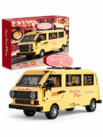 Mesiondy Stranger Things Surfer Boy Pizza Van Building Set ¨C 634 PCS Surfer Boy Pizza Style Retro Food Truck ¨C 80s Display Model for Adult Collectors