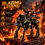 Mesiondy Ghost Flame Knight Building Set ¨C 2,184 PCS Flaming Skeleton Motorcycle Model with Rider ¨C 15.75 Inch Tall Display for Collectors - Image 5