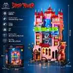 Mesiondy Halloween Drip Tower Building Set ¨C 2,248 PCS Gothic Castle Model with Electric Door & Light ¨C 16.3 Inch Display for Collectors - Image 8