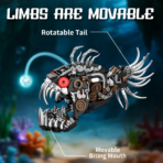 Mesiondy Mechanical Lantern Fish Building Set – 1,010 PCS Steampunk Deep Sea Model with Coral Base – 12.2 Inch Display for Collectors - Image 4