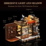 Mesiondy Steampunk Cafe Building Set ¨C 1,606 PCS Vintage Coffee House with Rechargeable LED Light ¨C 13.8 Inch Premium Home Decor Display - Image 6