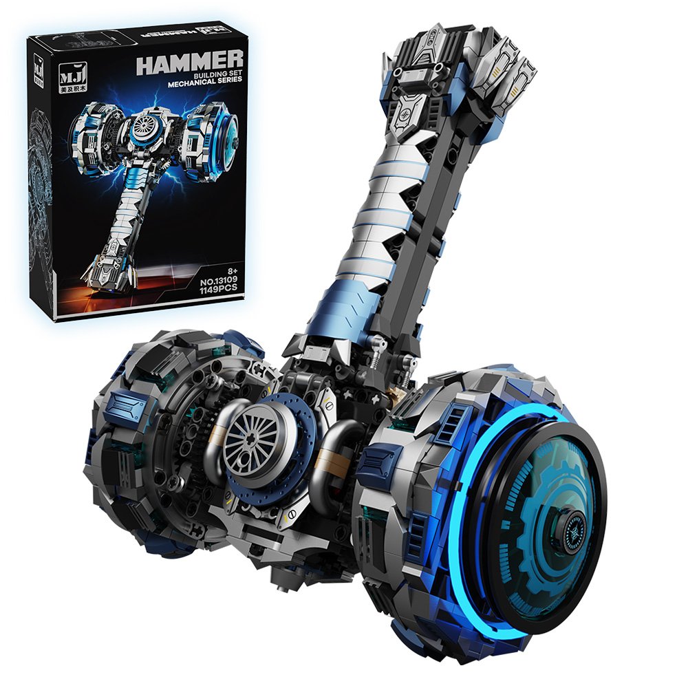 867e413fd2944edd5ef24f9495959eb6 Mesiondy Motorized Mechanical Hammer – 1,149 PCS Power Function Building Set with Rotating & Light-Up Effect | Battery Powered Display Model for Adults - Image 1