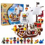 Mesiondy One Piece Thousand Sunny Pirate Ship Building Set ¨C 1,484PCS Adventure Vessel with 9 Minifigures ¨C 16.5 Inch Display for Collectors