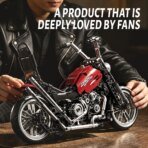 Mesiondy Chopper Motorcycle Building Set – 650 PCS Red Cruiser Bike with Exposed Gears – 13.4 Inch Mechanical Model for Adult Collectors - Image 5