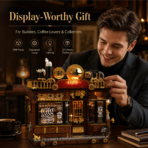 Mesiondy Steampunk Cafe Building Set ¨C 1,606 PCS Vintage Coffee House with Rechargeable LED Light ¨C 13.8 Inch Premium Home Decor Display - Image 5