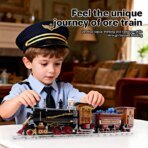 Mesiondy Steam Age Ore Train Building Set – 1,402 PCS Light-Up Locomotive with Mining Car & Station Clock – 20.5 Inch Display Model for Collectors - Image 6