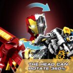 Mesiondy Iron Man MK50 Armored Hero Semi-Mechanical Mech Building Kit ¨C 2002 PCS Premium Brick System | Deconstructed Collectible Display Model | Light-Up Energy Effects - Image 7