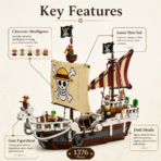 Mesiondy One Piece Going Merry Pirate Ship Building Set ¨C 1,376 PCS Adventure Vessel with Crew Figures ¨C 13.8 Inch Display for Collectors - Image 6