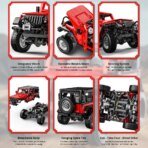 Mesiondy Off-Road Building Set   – 1,313 PCS Red Jeep Wrangler Style Model with Suspension & Large Tires – Independent Mechanical Series - Image 9