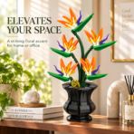 Mesiondy Bird of Paradise Building Set ¨C 451 PCS Botanical Flower Model with Black Vase ¨C 10.8 Inch Home Decor - Image 5