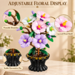 Mesiondy Cotton Rose Building Set ¨C 503 PCS Botanical Flower Model with Gold Trim Vase ¨C 9.8 Inch Home Decor - Image 5