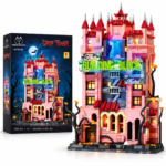 Mesiondy Halloween Drip Tower Building Set ¨C 2,248 PCS Gothic Castle Model with Electric Door & Light ¨C 16.3 Inch Display for Collectors