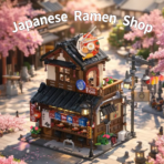 Mesiondy Ramen Shop Building Set – 1,670 PCS Japanese Street Scene with Warm LED Light – 10.7 Inch Display for Collectors - Image 5