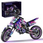 Mesiondy Off-Road Motocross Bike Building Kit – 476 PCS Premium Brick System | Dirt Bike Technic Model | Racing Decal Detail