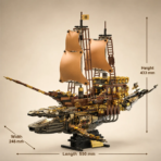 Mesiondy Steampunk Vintage Whale Ship Building Set ¨C 1,979 PCS Collector Display Model with Warm Lighting ¨C 21.7 Inch Centerpiece - Image 8