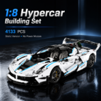 Mesiondy Ferrari FXX-K EVO Style Supercar Building Set ¨C 4,133 PCS 1:8 Scale White & Blue Tech Model ¨C Static Collectible Display - Image 10
