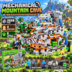 MESIONDY 2688PCS Mechanical Mountain Cave Building Block Set ¨C 4 Minifigures, 6 Animals, Minecart Track & Hidden Interactive Features - Image 6