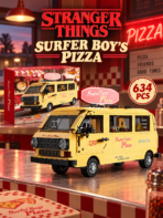 Mesiondy Stranger Things Surfer Boy Pizza Van Building Set ¨C 634 PCS Surfer Boy Pizza Style Retro Food Truck ¨C 80s Display Model for Adult Collectors - Image 3