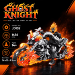 Mesiondy Ghost Knight Building Set ¨C 1,436 PCS Flaming Skeleton Motorcycle Model ¨C 14 Inch Display for Collectors - Image 7