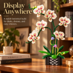 Mesiondy Cymbidium Orchid Building Set ¨C 736 PCS Botanical Flower Model with Geometric Pot ¨C 15.9 Inch Home Decor for Collectors - Image 4