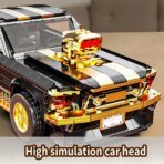 Mesiondy Classic GT Muscle Car Building Kit ¨C 1680 PCS Premium Brick System | Vintage American Sport Coupe | Supercharged Engine Detail - Image 7