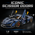 Mesiondy Lamborghini Revuelto Style Supercar Building Set ¨C 4,262 PCS 1:8 Scale Starry Blue Tech Model ¨C Static Collectible Display - Image 3