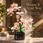 Mesiondy Phalaenopsis Orchid Building Set ¨C 866 PCS Botanical Flower Model with Black Pot ¨C 15.5 Inch Home Decor for Collectors - Image 2