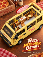 Mesiondy Stranger Things Surfer Boy Pizza Van Building Set ¨C 634 PCS Surfer Boy Pizza Style Retro Food Truck ¨C 80s Display Model for Adult Collectors - Image 5