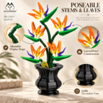 Mesiondy Bird of Paradise Building Set ¨C 451 PCS Botanical Flower Model with Black Vase ¨C 10.8 Inch Home Decor - Image 4