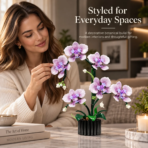 Mesiondy Phalaenopsis Orchid Building Set ¨C 619 PCS Botanical Flower Model with Black Pot ¨C 12.6 Inch Home Decor - Image 3