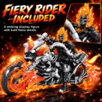 Mesiondy Ghost Knight Building Set ¨C 1,436 PCS Flaming Skeleton Motorcycle Model ¨C 14 Inch Display for Collectors - Image 4