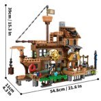 Mesiondy Caribbean Pirate Island Pier Building Set  ‍☠️ – 573 PCS, 21.6" Long Pirate Dock & Boat Toy  , Compatible with Major Brick Brands - Image 4