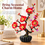 Mesiondy Plum Blossom Building Set ¨C 599 PCS Botanical Flower Model with Black Pot ¨C 12 Inch Home Decor - Image 5