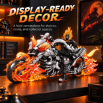 Mesiondy Ghost Knight Building Set ¨C 1,436 PCS Flaming Skeleton Motorcycle Model ¨C 14 Inch Display for Collectors - Image 6