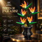 Mesiondy Bird of Paradise Building Set ¨C 451 PCS Botanical Flower Model with Black Vase ¨C 10.8 Inch Home Decor - Image 2