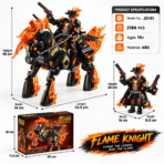 Mesiondy Ghost Flame Knight Building Set ¨C 2,184 PCS Flaming Skeleton Motorcycle Model with Rider ¨C 15.75 Inch Tall Display for Collectors - Image 8