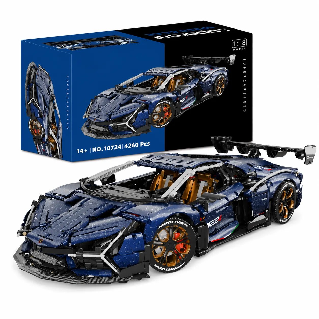 ecf837e20cc9f56b75a4ea40f0e8ceec Mesiondy Lamborghini Revuelto Style Supercar Building Set ¨C 4,262 PCS 1:8 Scale Starry Blue Tech Model ¨C Static Collectible Display - Image 1