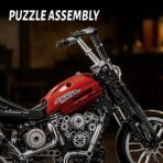 Mesiondy Chopper Motorcycle Building Set – 650 PCS Red Cruiser Bike with Exposed Gears – 13.4 Inch Mechanical Model for Adult Collectors - Image 9