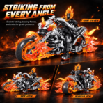 Mesiondy Ghost Knight Building Set ¨C 1,436 PCS Flaming Skeleton Motorcycle Model ¨C 14 Inch Display for Collectors - Image 3
