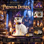 MESIONDY Harry Potter Magic Cat Building Block Set ¨C 877PCS Wizard Cat Collector Model with Hat, Candle & Human-sized game board - Image 2