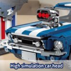 Mesiondy Classic GT Muscle Car Building Kit ¨C 1680 PCS Premium Brick System | Vintage American Sport Coupe | Supercharged Engine Detail - Image 14