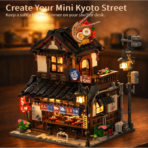 Mesiondy Ramen Shop Building Set – 1,670 PCS Japanese Street Scene with Warm LED Light – 10.7 Inch Display for Collectors - Image 4