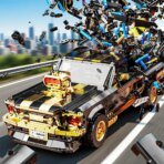 Mesiondy Classic GT Muscle Car Building Kit ¨C 1680 PCS Premium Brick System | Vintage American Sport Coupe | Supercharged Engine Detail - Image 6